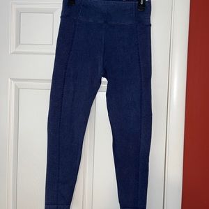 Offline Navy Blue Ribbed Seamless High Waisted Legging Size L
